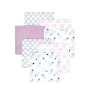 image:imageLittle Treasure Hudson Baby Cotton Poly Flannel Receiving Blankets Multipack Pink Cuteasaurus 30x30 inchesPurple Peacock Feather