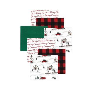 image:imageLittle Treasure Hudson Baby Cotton Poly Flannel Receiving Blankets Multipack Pink Cuteasaurus 30x30 inchesRed Christmas Scene