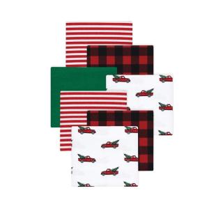 image:imageLittle Treasure Hudson Baby Cotton Poly Flannel Receiving Blankets Multipack Pink Cuteasaurus 30x30 inchesRed Christmas Tree Truck