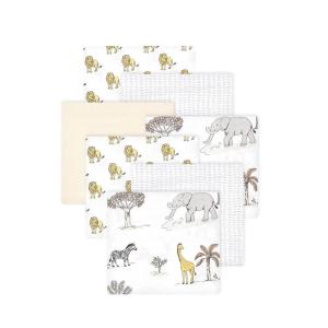 image:imageLittle Treasure Hudson Baby Cotton Poly Flannel Receiving Blankets Multipack Pink Cuteasaurus 30x30 inchesWhite Neutral Safari World