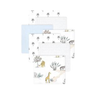 image:imageLittle Treasure Hudson Baby Cotton Poly Flannel Receiving Blankets Multipack Pink Cuteasaurus 30x30 inchesWhite Safari World