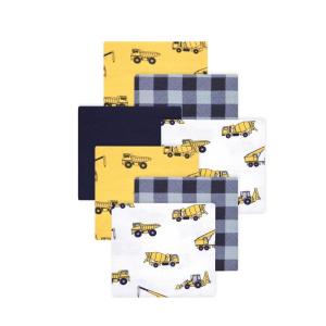 image:imageLittle Treasure Hudson Baby Cotton Poly Flannel Receiving Blankets Multipack Pink Cuteasaurus 30x30 inchesYellow Construction