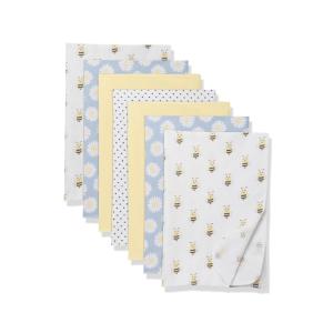 image:imageLittle Treasure Hudson Baby Cotton Poly Flannel Receiving Blankets Multipack Pink Cuteasaurus 30x30 inchesYellow Daisy Bee