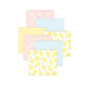 image:imageLittle Treasure Hudson Baby Cotton Poly Flannel Receiving Blankets Multipack Pink Cuteasaurus 30x30 inchesYellow Lemon Daisy