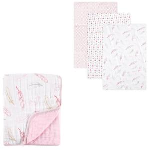 image:imageMuslin Swaddle Blanket 3Pack amp 4Layer Tranquility Muslin BlanketPink Feather