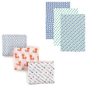 image:imageMuslin Swaddle Blanket 6PackBlue GreenFoxes