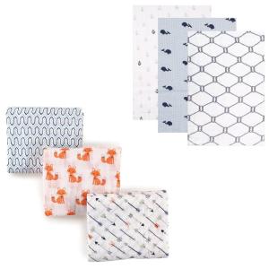 image:imageMuslin Swaddle Blanket 6PackWhaleFoxes