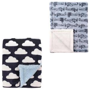 image:imagePlush Blanket with Sherpa Back 2PackAirplaneClouds