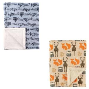 image:imagePlush Blanket with Sherpa Back 2PackForestAirplane