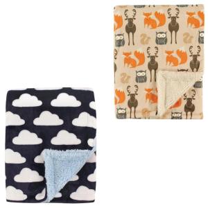 image:imagePlush Blanket with Sherpa Back 2PackForestClouds