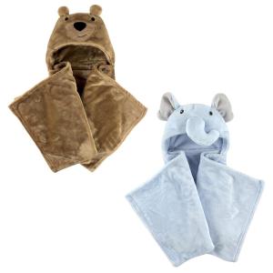 image:imagePlush Hooded Blanket 2PackBearBlue Elephant