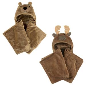 image:imagePlush Hooded Blanket 2PackBearMoose