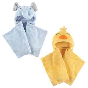 image:imagePlush Hooded Blanket 2PackBlue ElephantDuck