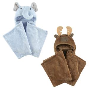 image:imagePlush Hooded Blanket 2PackBlue ElephantMoose