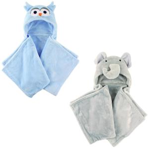 image:imagePlush Hooded Blanket 2PackBlue OwlElephant