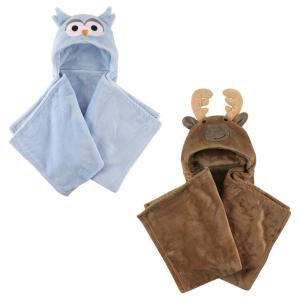 image:imagePlush Hooded Blanket 2PackBlue OwlMoose