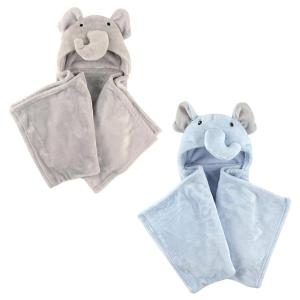 image:imagePlush Hooded Blanket 2PackElephantBlue Elephant