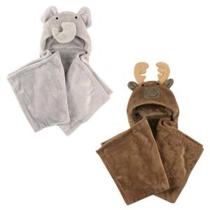 image:imagePlush Hooded Blanket 2PackElephantMoose