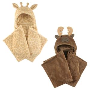 image:imagePlush Hooded Blanket 2PackGiraffeMoose
