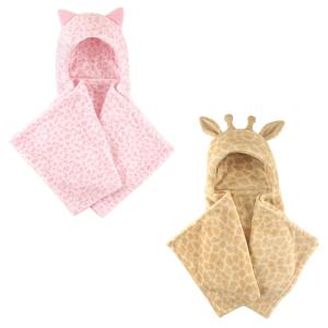 image:imagePlush Hooded Blanket 2PackLeopardGiraffe