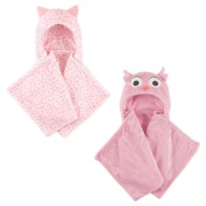 image:imagePlush Hooded Blanket 2PackLeopardPink Owl