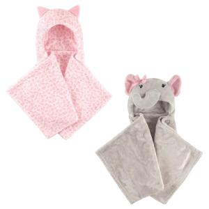 image:imagePlush Hooded Blanket 2PackLeopardPretty Elephant
