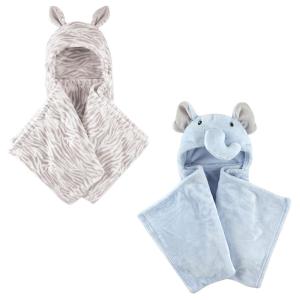 image:imagePlush Hooded Blanket 2PackZebraBlue Elephant