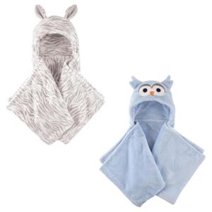 image:imagePlush Hooded Blanket 2PackZebraBlue Owl