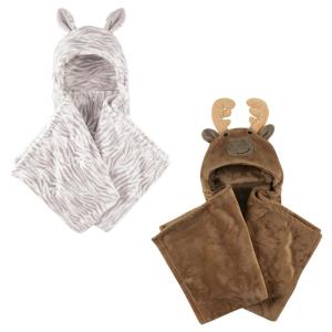 image:imagePlush Hooded Blanket 2PackZebraMoose