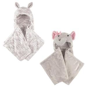 image:imagePlush Hooded Blanket 2PackZebraPretty Elephant