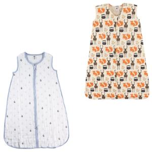 image:imageHudson Baby Safe Sleep Wearable Sleeping Bag Muslin amp Jersey Cotton 2 Pack FoxesWhale 1218 MonthsAnchorForest