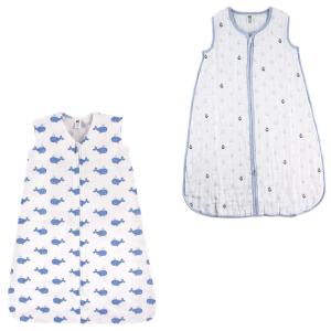 image:imageHudson Baby Safe Sleep Wearable Sleeping Bag Muslin amp Jersey Cotton 2 Pack FoxesWhale 1218 MonthsAnchorWhale