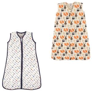 image:imageHudson Baby Safe Sleep Wearable Sleeping Bag Muslin amp Jersey Cotton 2 Pack FoxesWhale 1218 MonthsArrowsForest