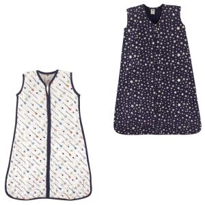 image:imageHudson Baby Safe Sleep Wearable Sleeping Bag Muslin amp Jersey Cotton 2 Pack FoxesWhale 1218 MonthsArrowsStars