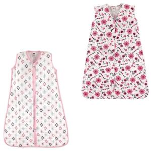 image:imageHudson Baby Safe Sleep Wearable Sleeping Bag Muslin amp Jersey Cotton 2 Pack FoxesWhale 1218 MonthsPink AztecBotanical