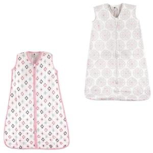 image:imageHudson Baby Safe Sleep Wearable Sleeping Bag Muslin amp Jersey Cotton 2 Pack FoxesWhale 1218 MonthsPink AztecModern Floral