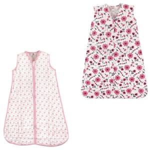 image:imageHudson Baby Safe Sleep Wearable Sleeping Bag Muslin amp Jersey Cotton 2 Pack FoxesWhale 1218 MonthsPink SheepBotanical