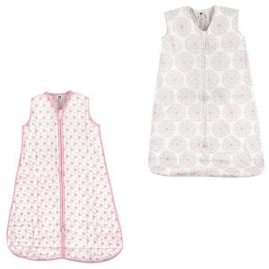 image:imageHudson Baby Safe Sleep Wearable Sleeping Bag Muslin amp Jersey Cotton 2 Pack FoxesWhale 1218 MonthsPink SheepModern Floral
