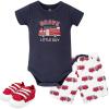 image:imageHudson Baby Unisex Baby Cotton Bodysuit Shorts and Shoe SetBrave Firetruck