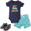 image:imageHudson Baby Unisex Baby Cotton Bodysuit Shorts and Shoe SetChameleon