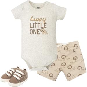 image:imageHudson Baby Unisex Baby Cotton Bodysuit Shorts and Shoe SetHappy Little One Safari