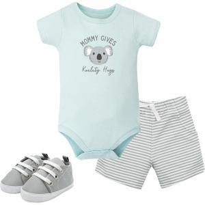 image:imageHudson Baby Unisex Baby Cotton Bodysuit Shorts and Shoe SetKoala Hugs