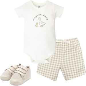 image:imageHudson Baby Unisex Baby Cotton Bodysuit Shorts and Shoe SetLittle Duckling