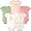 image:imageHudson Baby Infant Girls Cotton Bodysuits 5PackSoft Pink Sage Rose