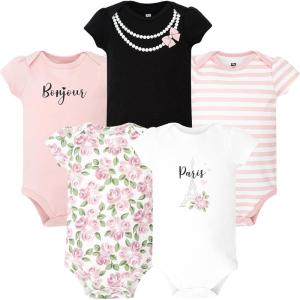 image:imageHudson Baby Infant Girls Cotton Bodysuits 5PackBonjour Paris
