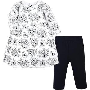 image:imageHudson Baby Unisex Baby Quilted Cotton Dress and LeggingsBlack Toile