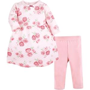 image:imageHudson Baby Unisex Baby Quilted Cotton Dress and LeggingsBlush Rose
