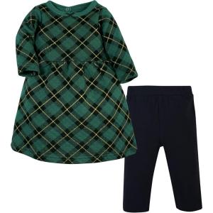 image:imageHudson Baby Unisex Baby Quilted Cotton Dress and LeggingsForest Green Plaid