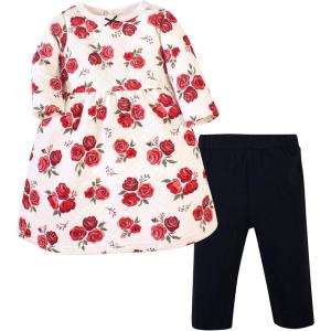 image:imageHudson Baby Unisex Baby Quilted Cotton Dress and LeggingsRed Rose