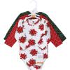 image:imageHudson Baby babyboys Cotton Longsleeve Bodysuits 3packPoinsettia